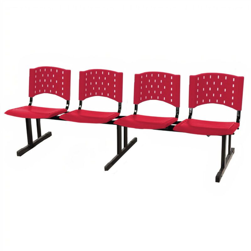 Cadeira Longarina PLASTICA 4 Lugares Cor Vermelho 33090 BRITTO Móveis para Escritório Longarinas 2