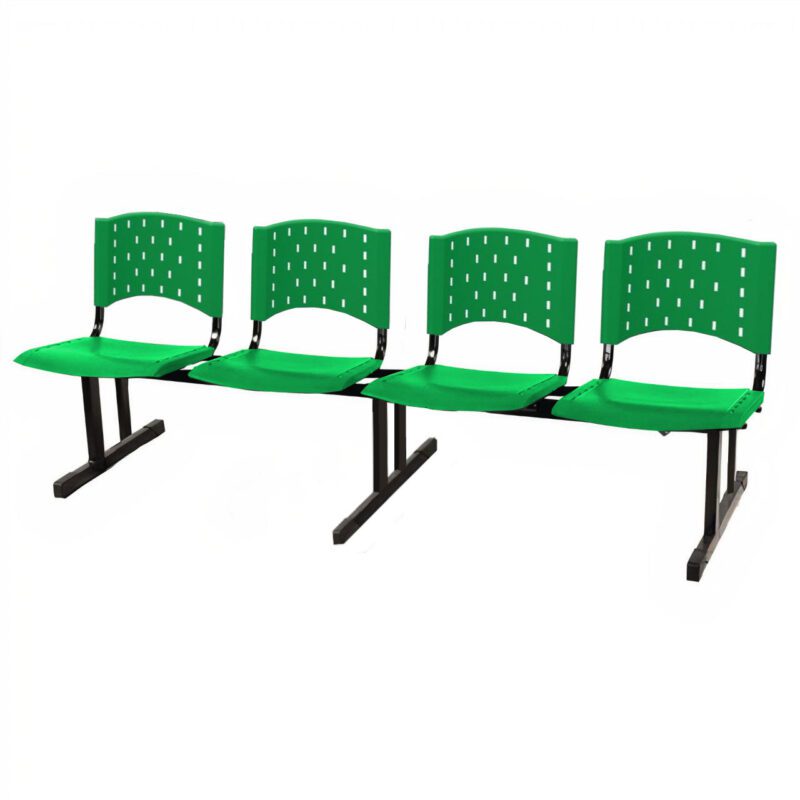 Cadeira Longarina PLASTICA 4 Lugares Cor Verde 33091 BRITTO Móveis para Escritório Longarinas 2