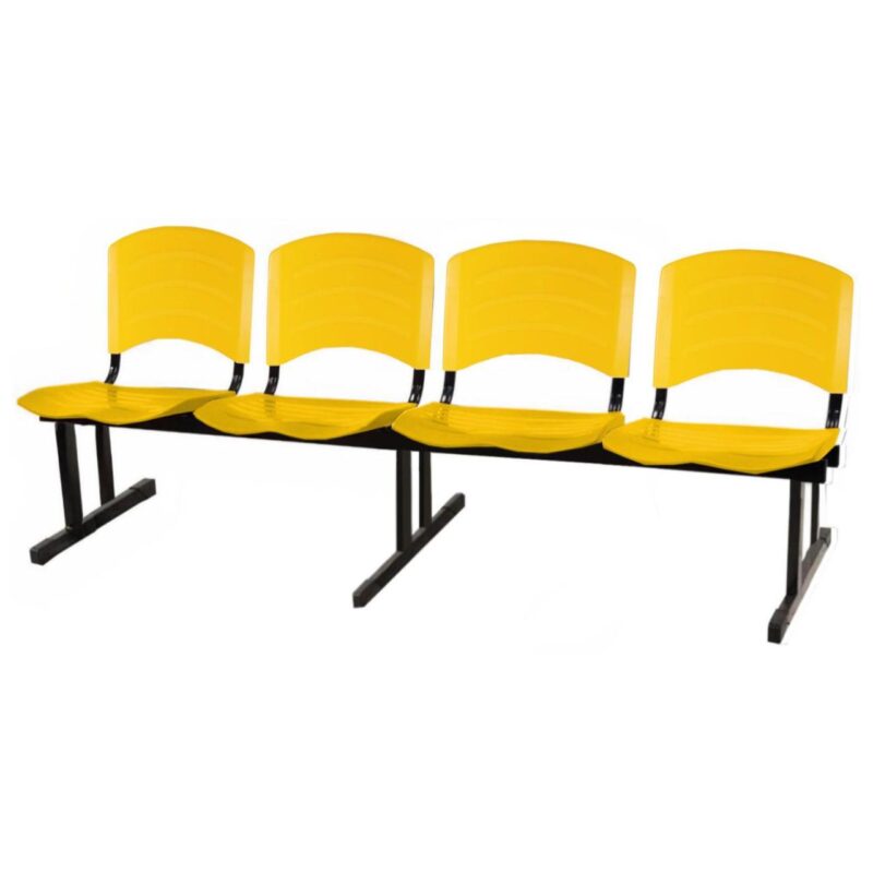 Cadeira Longarina PLASTICA 4 Lugares Cor Amarelo 33097 BRITTO Móveis para Escritório Longarinas 2