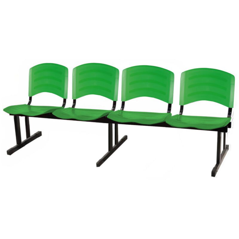 Cadeira Longarina PLASTICA 4 Lugares Cor Verde 33099 BRITTO Móveis para Escritório Longarinas 2