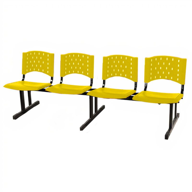 Cadeira Longarina PLÁSTICA 04 Lugares – Cor AMARELO – Realplast – 34070 BRITTO Móveis para Escritório Longarinas 2