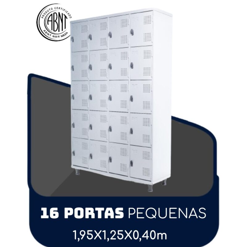 Armário Roupeiro de Aço c/ 16 Portas PEQUENAS – 1,95×1,25×0,40m – SA – CZ/CZ – 14000 BRITTO Móveis para Escritório Roupeiro de Aço 2