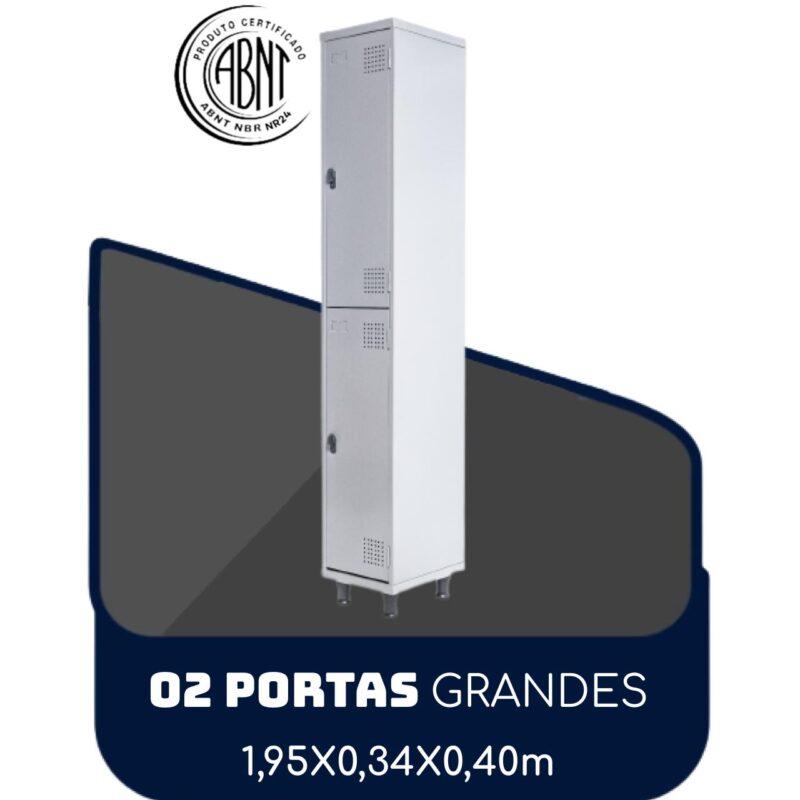 Armário Roupeiro de Aço c/ 02 Portas GRANDES – 1,95×0,34×0,40m – SA – CZ/CZ – 14007 BRITTO Móveis para Escritório Roupeiro de Aço 2