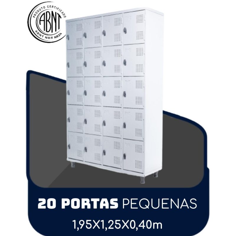 Roupeiro de Aço 20 portas Pequenas – 1,95×1,25×0,40m – CZ/CZ – SA – 14004 BRITTO Móveis para Escritório Roupeiro de Aço 2