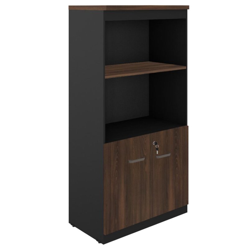 Armário Alto SEMI-ABERTO com 02 Portas – 1,60×0,80×0,45m MARSALA / PRETO – 51014 BRITTO Móveis para Escritório Linha 30 mm 2