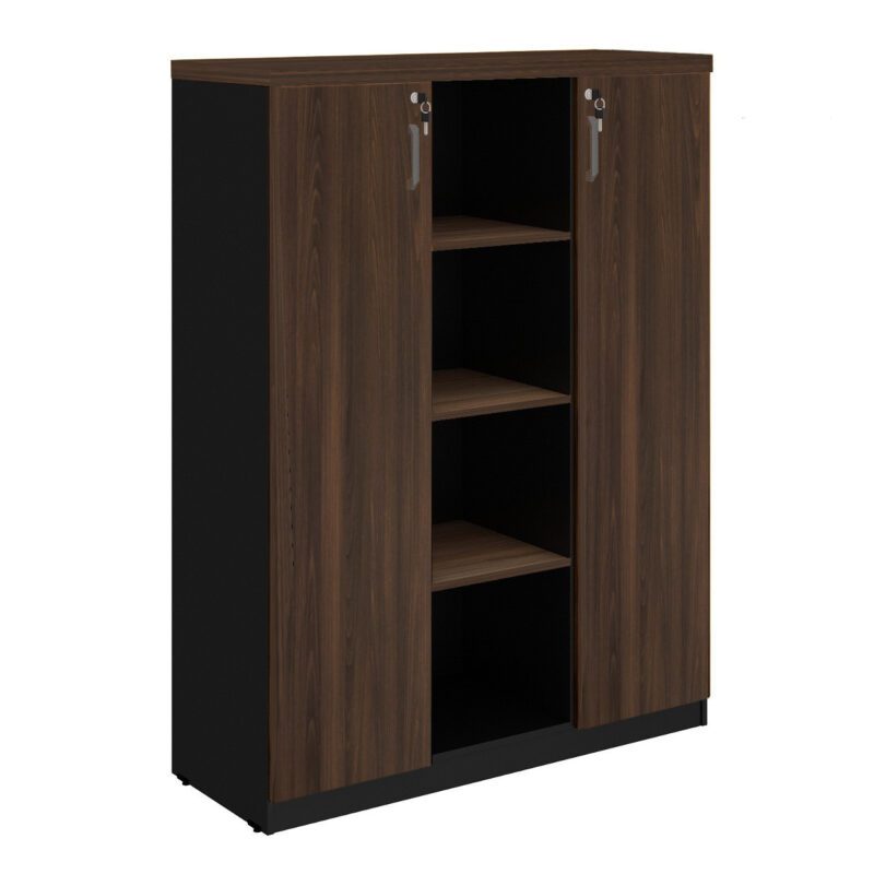 Armário Alto Credenza com Nicho 1,60×1,20×0,45m MARSALA / PRETO – 51018 BRITTO Móveis para Escritório Linha 30 mm 2